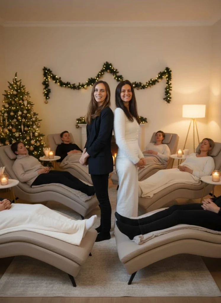 Jacqueline Schade & Julia Zeng mit Teilnehmerinnen im hellen Feelgood-Raum